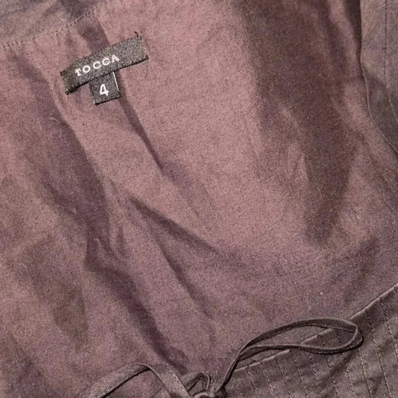 Tocca Brown Embroidered Midi Dress Tie Front | 4 - Picture 5 of 5